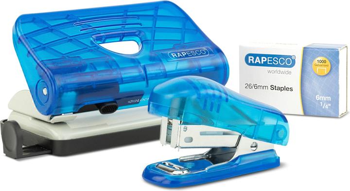 Produktbild Rapesco Locher / Heftgerät Mini Set 10 Seiten, Blau