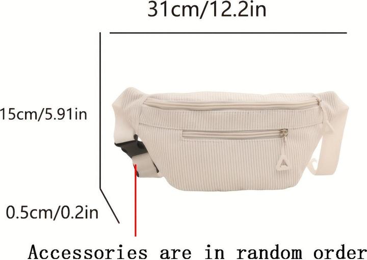 Produktbild Only-Bags.Store Stylische Cordtasche - Lässiger Fashion Sling Rucksack mit verstellbarem Gurt, Reissverschluss und