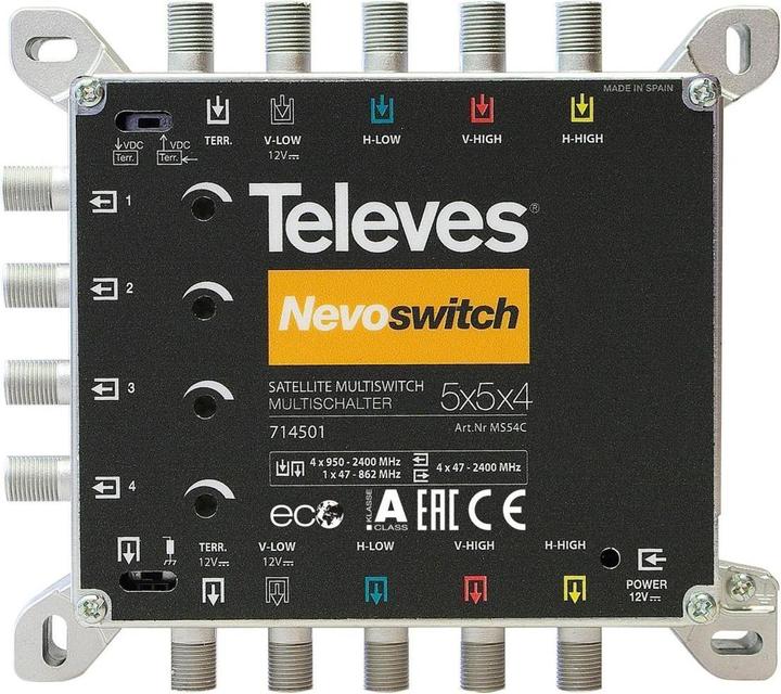Produktbild Televes Multischalter 12,70cm (5") 4 Guss NEVO recpower kask. MS54C (Multischalter)