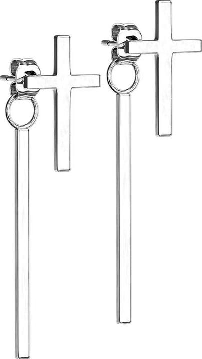 Produktbild Star Piercing Ohrstecker silber Kreuz Anhänger Balken (ohne Messing, Chirurgenstahl 316L)
