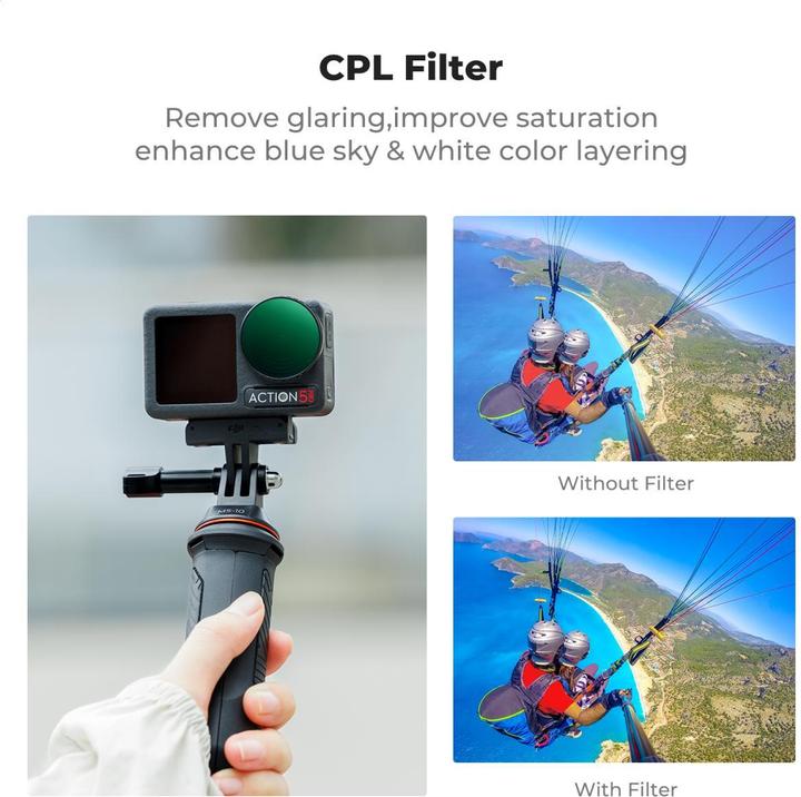 Produktbild K&F Concept 6pcs Filter Kit, CPL+ND8+ND16+ND32+ND64+ND256, HD, Anti-Reflection Green Coating, Waterproof and Scr (Osmo Action 4)