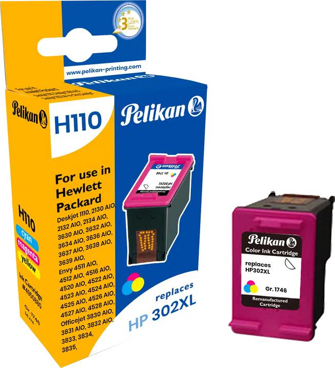 Actual product image Pelikan 302XL F6U67AE B/C/M/Y (M, C, Y)