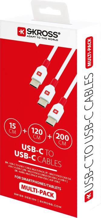 Produktbild Skross USB Kabel USB-C to USB-C Cables 2.0 Multipack, 0,15m / 1,2m / 2,0m wt (0.15 m, USB 2.0)