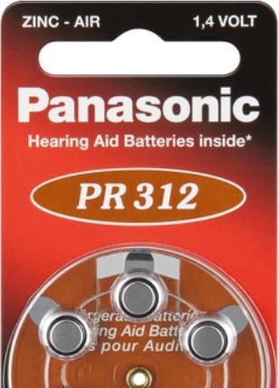 Immagine prodotto Panasonic Batterie per apparecchi acustici PR312 (6 pz., A312, 170 mAh)