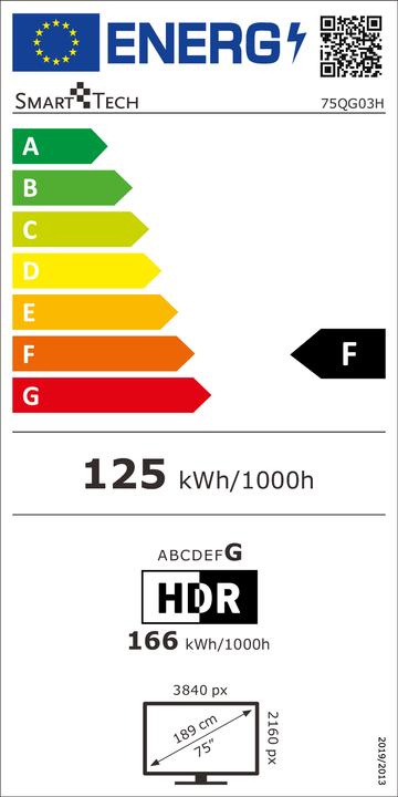 Label énergétique Smart Tech 75QG03H (75", QLED, 4K)