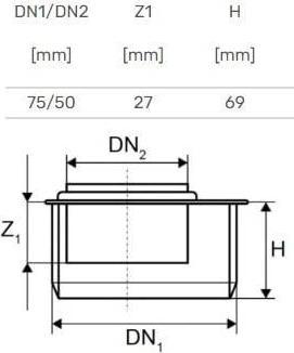 Actual product image Ostendorf Kunststoffe HT-R reducer short version DN 75/50 mm