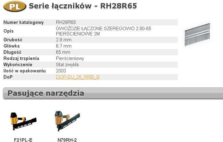 Produktbild Bostitch GWOŹDZIE RH 2,8 x 65mm 21' RING 2000 szt.