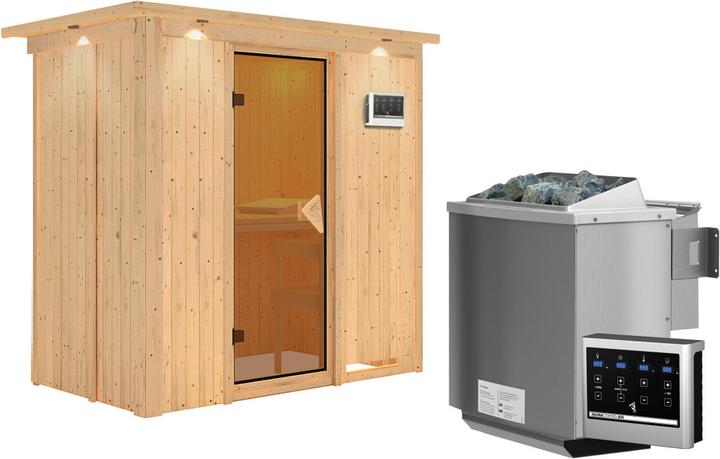 Produktbild Karibu Sauna Variado Fronteinstieg, Kranz (4,5 KW Bio externe Steuerung)