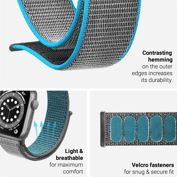 Actual product image Crong Reflective strap - Sports watch 42 (Reflective thread and hard-wearing nylon fibre, Apple Watch)