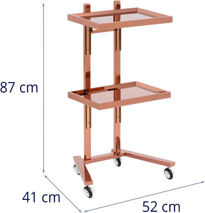Immagine prodotto Physa Carrello per estetista - 2 ripiani pieghevoli - Fino a 10 kg - Oro rosa - Acciaio inox
