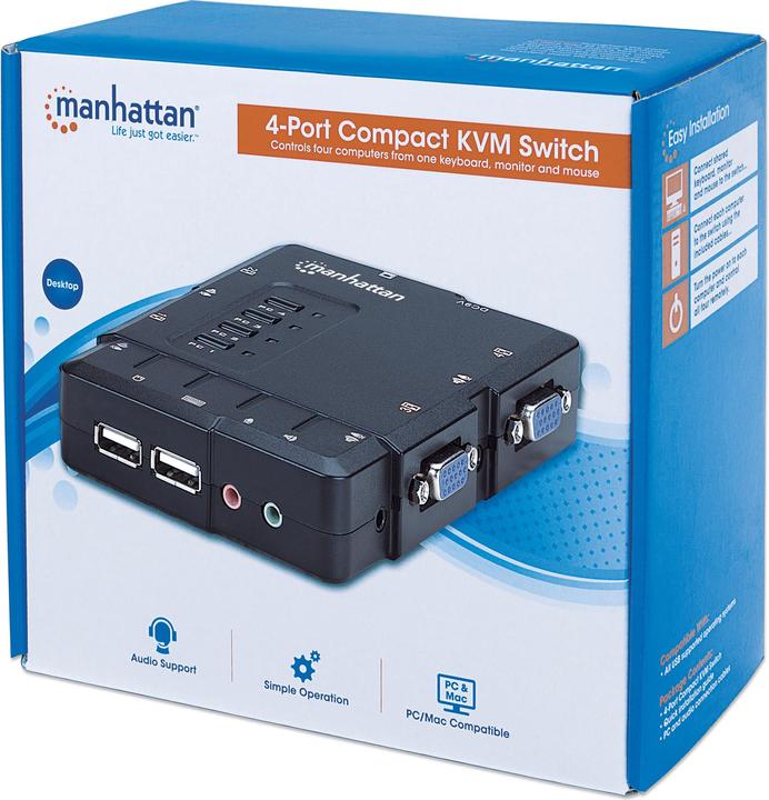 Actual product image Manhattan 4 port compact KVM switch