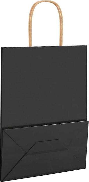 Produktbild VidaXL Kraftpapiertüten 50 Stk. mit Henkel Schwarz 22x11x28 cm Papiertüte (Geschenktüte, 50 x)
