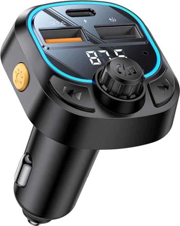 Image du produit Yesido Chargeur de voiture Bluetooth & transmetteur FM 2x USB-A/1x USB-C - Noir