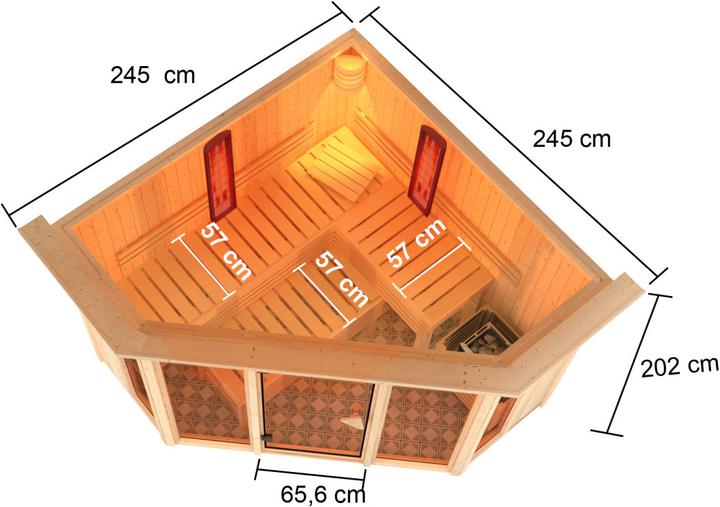Image du produit Karibu Cabine infrarouge Asta accès d'angle, couronne (Contrôle externe de 9 KW)