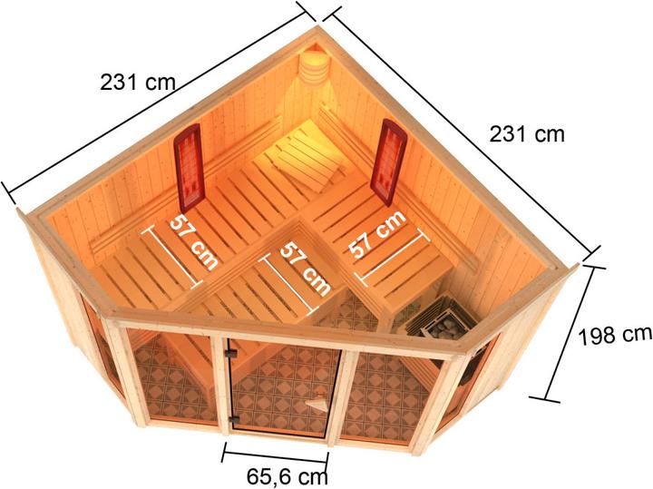 Produktbild Karibu Infrarotkabine Asta Eckeinstieg (9 KW externe Steuerung)
