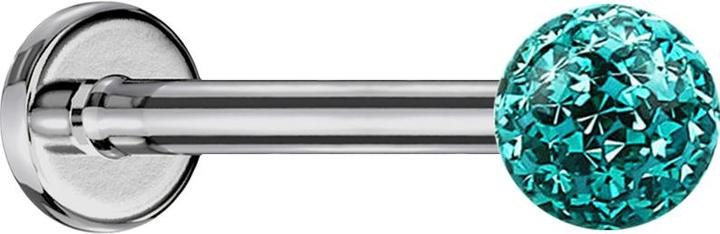 Produktbild Star Piercing Micro Labret silber mit Kristallkugel türkis und Epoxy Schutzschicht (ohne Messing, Titan G23)