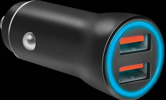 Actual product image LogiLink USB car power supply, 2x USB-A, 10.5 W, black