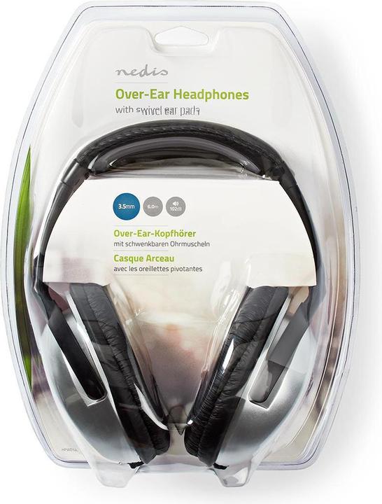 Produktbild Nedis Kopfhörer mit Kabel - Over-Ear - 6 m Rundes Kabel - HiFi - Ergonomische Ohrmuscheln - Silber (Kabelgebunden)