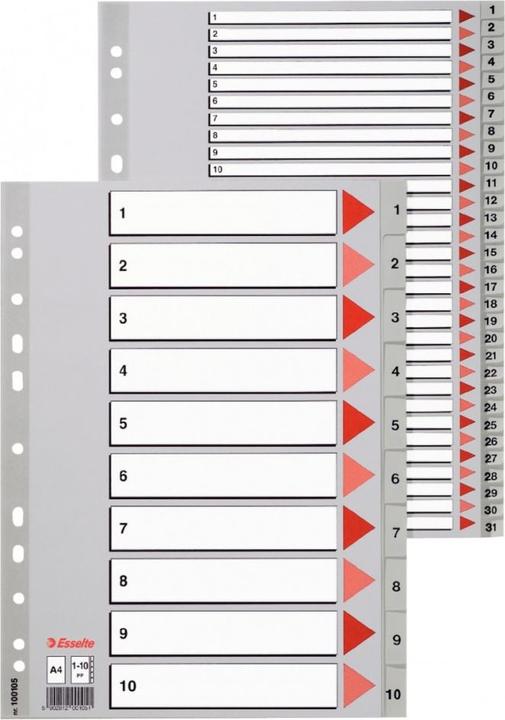 Nutritional values and ingredients Esselte Plastic indice numbers