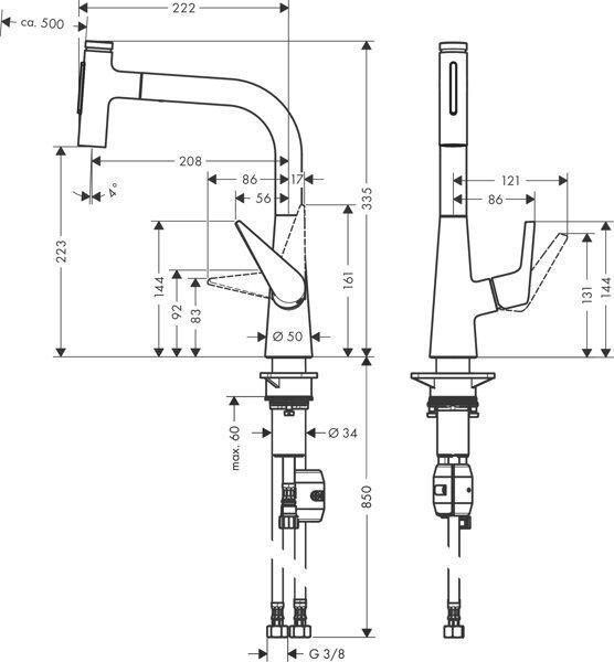 Produktbild hansgrohe HG Einhebel-Spültischmischer 220 TALIS S DN 15, mit Ausziehbrause Edelstahl-Optik