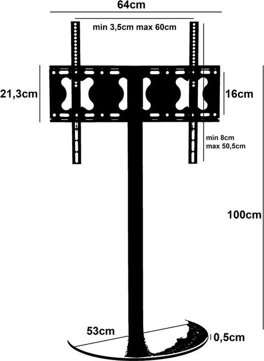 Image du produit Swisshandel24 Support TV rond, noir mat (65", 40 kg)
