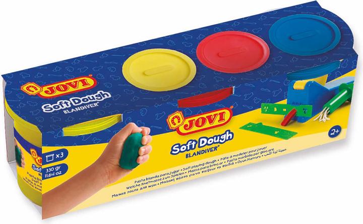 Image du produit Jovi Pâte à modeler Soft Dough Blandiver rouge/jaune/bleu UE=3 boîtes