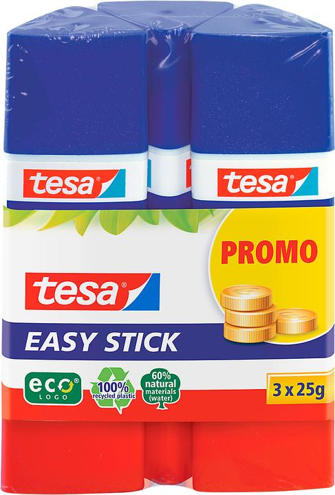 tesa 3x Klebestift ecoLogo, geruchsneutraler Klebstick für Papier / Pappe