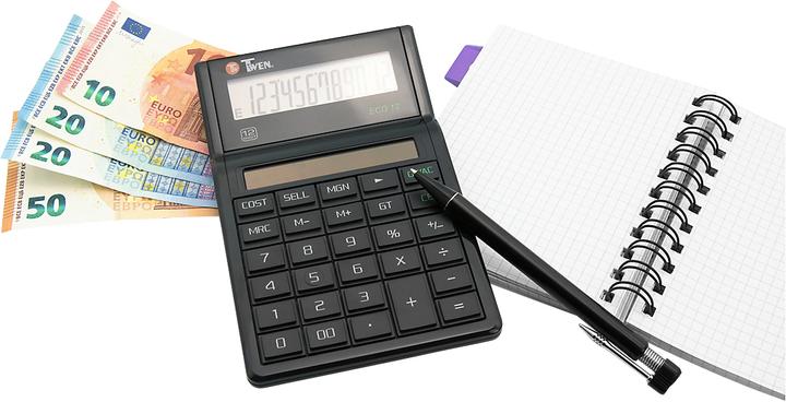 Produktbild Twen Tischrechner Eco 12, solarbetrieben, 12-stelliges Display, EK-, VK- & Margenberechnung (Solarzellen)