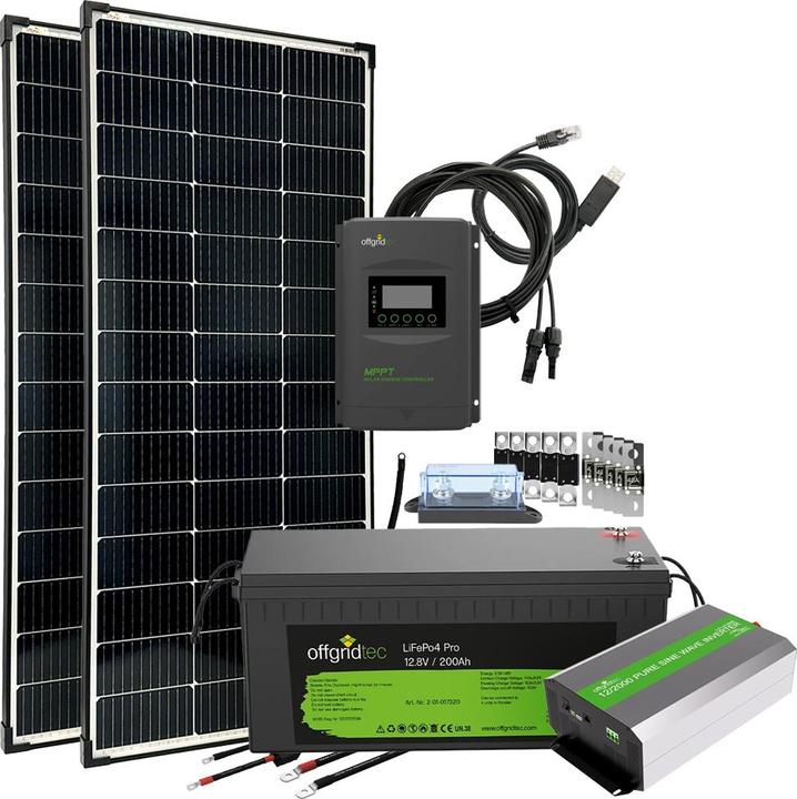 Offgridtec ® Autark Pro L 300W Solaranlage - 2000W AC Leistung 200Ah LiFePO4 Akku (150 W)