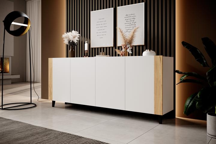 Actual product image Cama FARO chest of drawers 200x42x82 white matt + oak craft (200 x 42 x 82 cm)