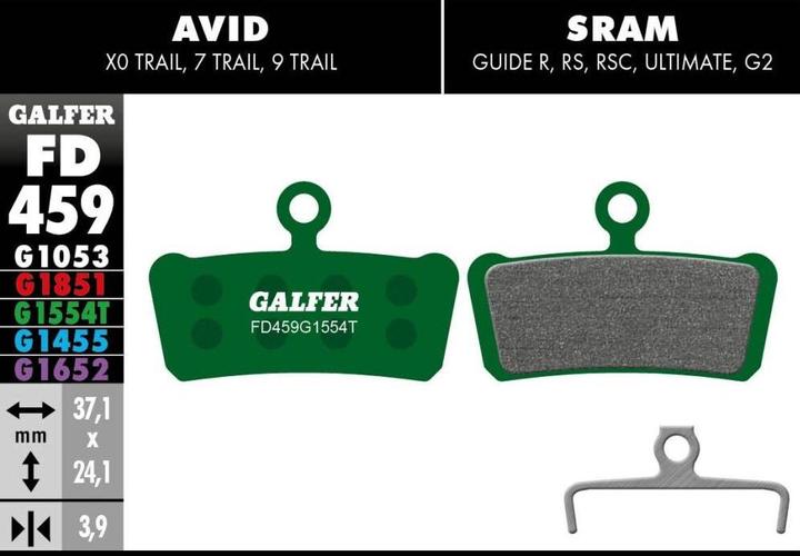 Actual product image Galfer Bike Per brake pads (Avid, SRAM, Semi-metallic)
