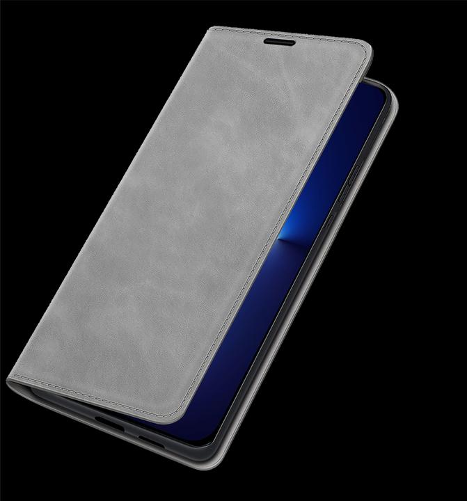 Produktbild Cazy Book Case Kompatibel mit iPhone 13 Pro Max - Hülle klappbar Magnetisch Kunstleder - Grau (Apple iPhone 13 Pro Max)