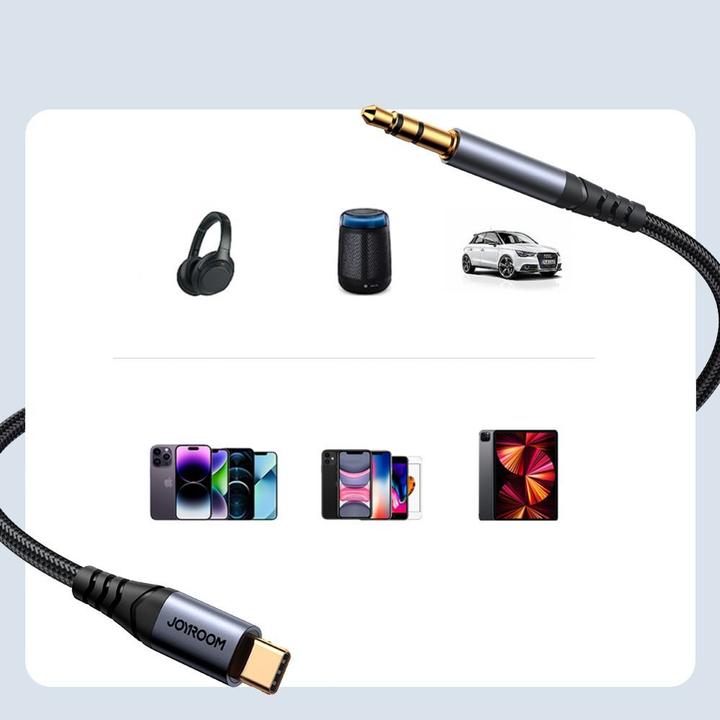 Productafbeelding Joyroom USB-C naar 3,5 mm AUX-kabel, 1,2 m - Zwart (1.20 m, 3,5 mm aansluiting (AUX))