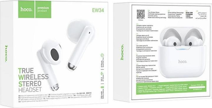 Actual product image Hoco - Wireless Earbuds (EW34) - TWS with Bluetooth 5.3 - White (Wireless)