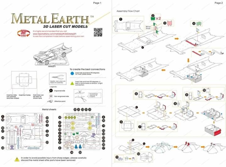 Valori nutrizionali e ingredienti Metal Earth Batmobile di Batman della serie TV classica