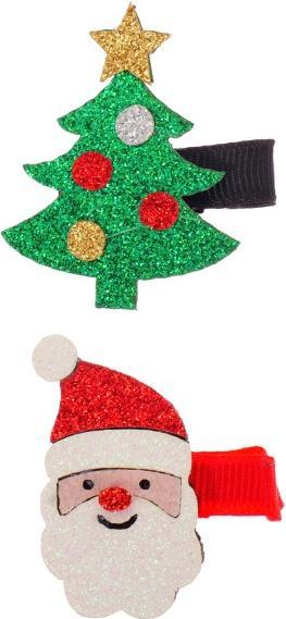 Actual product image Snazzy Santa Santa and Christmas tree hair clips from