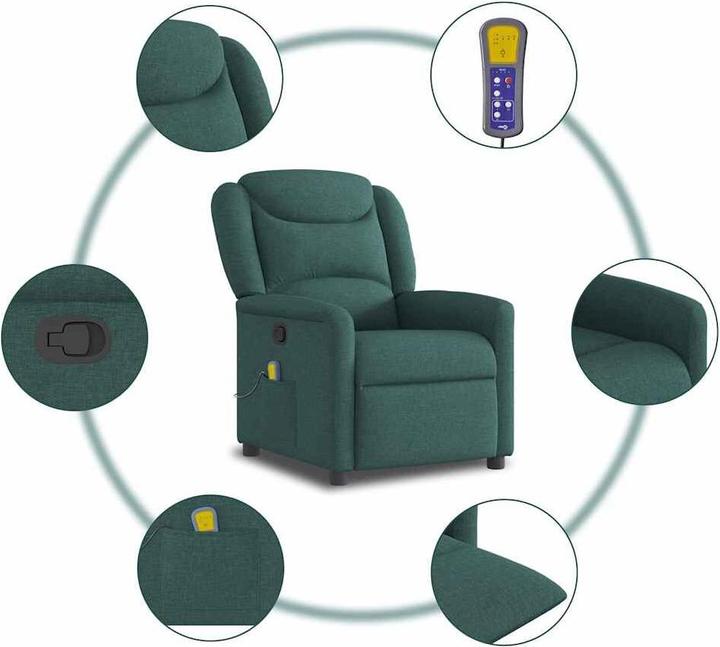Immagine prodotto VidaXL Poltrona massaggiante Tessuto verde scuro Poltrona massaggiante TV