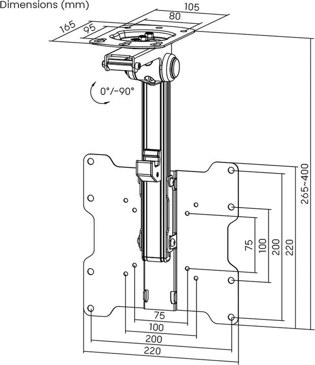 Immagine prodotto Value TV pieghevole a scomparsa (Soffitto, 37", 20 kg)