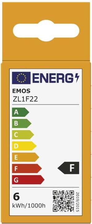 Energie-Label Emos LED Lampe Basic Mini Globe / E14 / 5,5 W (40 W) / 470 lm / Warmweiss (E14, 5.50 W, 470 lm, 1 x, F)