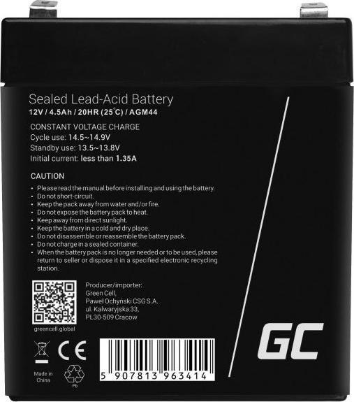 Actual product image GreenCell AGM44 (12 V, 4.50 Ah)
