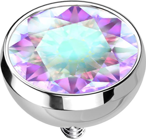Actual product image Star Piercing Dermal Anchor hemisphere silver with crystal multicolour (without brass, Surgical steel 316L)