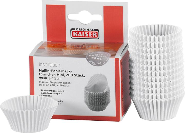 Produktbild Kaiser Creativ Mini-Muffin-Papierbackförmchen 200 Stück weiss 4,5cm (4.50 cm)