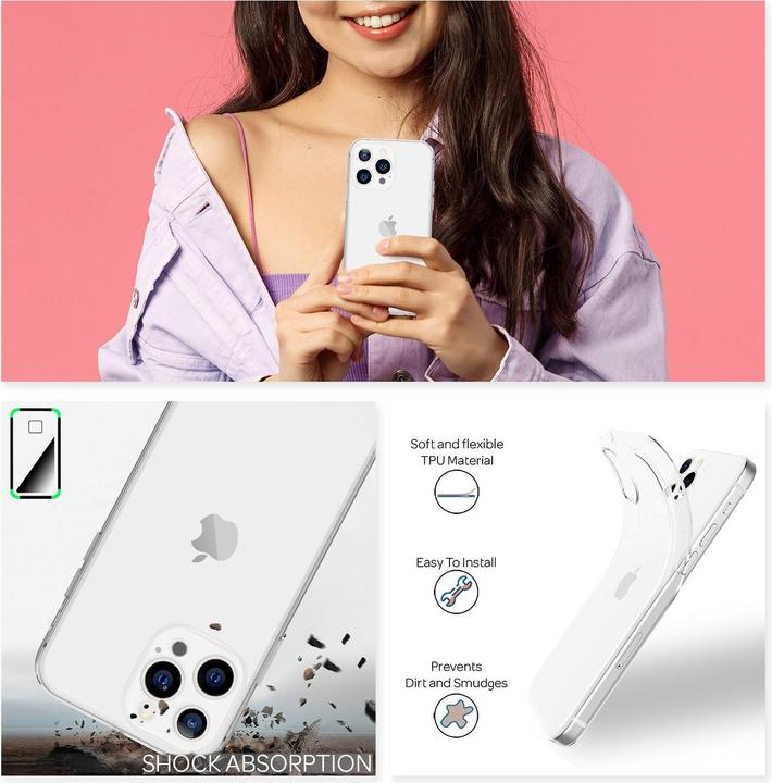 Produktbild Nalia Klare Silikon Handyhülle (Apple iPhone 13 Pro)