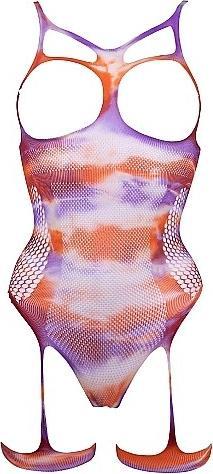 Actual product image Le Désir Open-cup Tie Dye strappy teddy & Dazzling Nipple Bling Sticker - (One size)