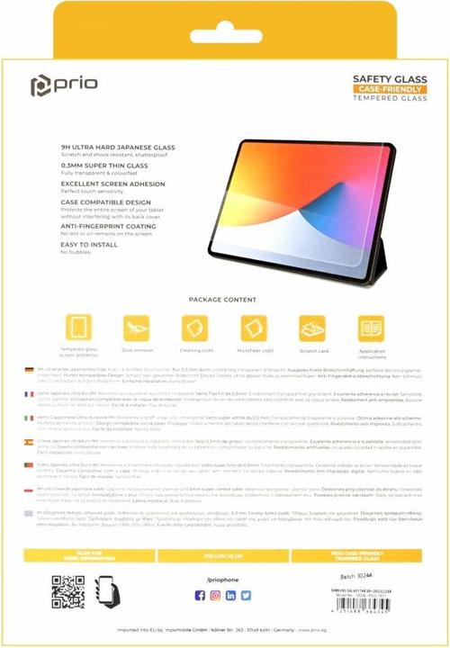 Immagine prodotto prio Pellicola protettiva in vetro per Samsung Tab S8+ (2022) trasparente (1 Pezzo/i, Galaxy Tab S8+)