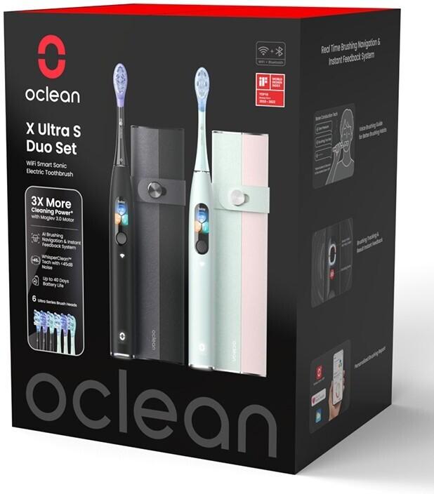 Actual product image Clean X Ultra S Duo Set Electric Toothbrush, green and black (Sonic toothbrush)
