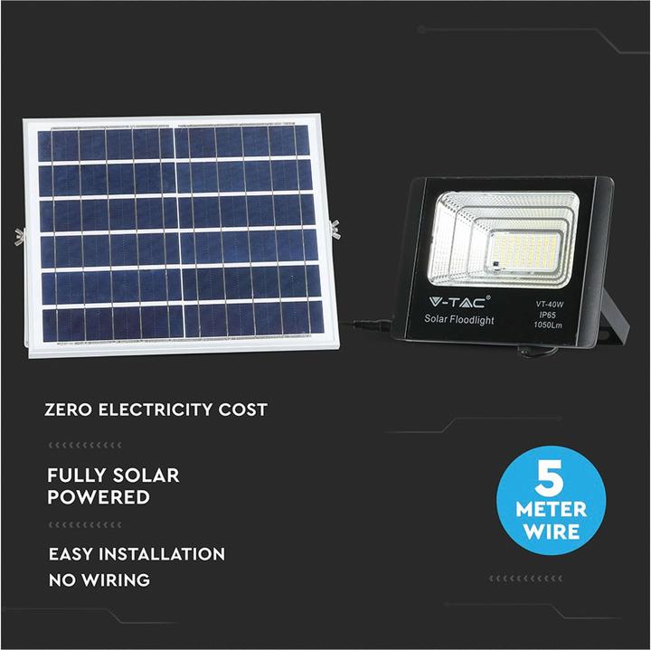 Image du produit V-TAC VT-94008 - Projecteur à LED avec panneau solaire 16 W 6000 K (16 W, 2.80 kg)