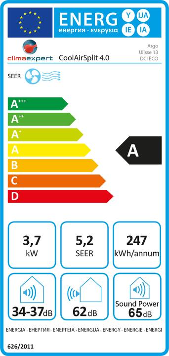 Energy Label Climaexpert CoolAir Split 4.0 Super Silent Eco (70 m², 14000 BTU/h)