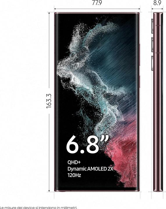 Actual product image Samsung Galaxy S22 Ultra (512 GB, Burgundy, 6.80", Dual SIM, 108 Mpx, 5G)