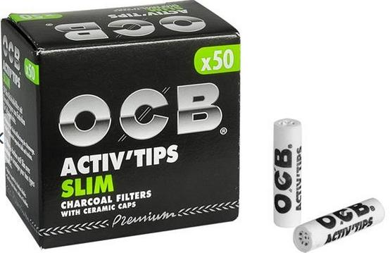 Actual product image OCB Activ Tips Slim Aktivkohlefilter ø7mm, 50 Stk Box à 10 Schachteln